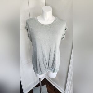 Jane and Delancey Light Green Knot Front Short Sleeve Top - Size Large